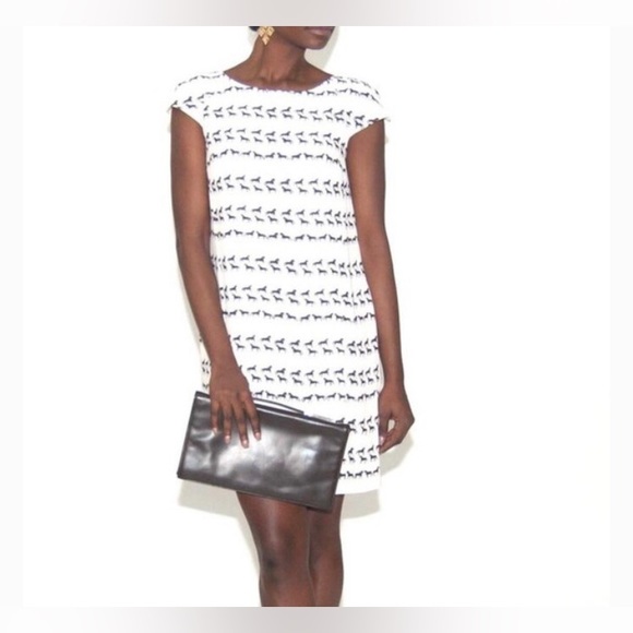 Club Monaco Jami Horse Print Black and Cream Dress with pockets Size 8 - Picture 3 of 14